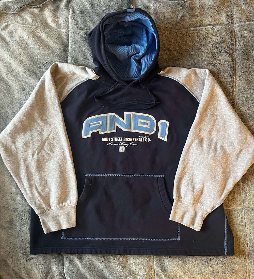 AND1 Street Basketball Co Hoodie Black Blue Gray